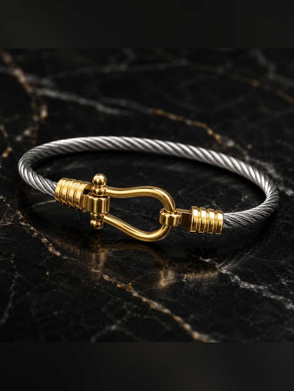 Twisted Cable Bracelet in Silver and Gold